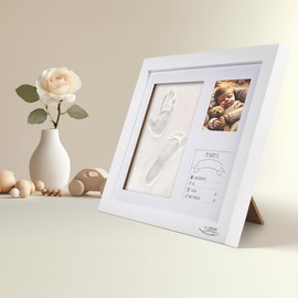 Your Design Baby Picture Frames: Set of 2 Plaster Cast Set, Baby Hand & Footprint, Wooden Frame, 28 x 23 cm (Paw Print Picture Frame, 3D Plaster Print Picture Frame)