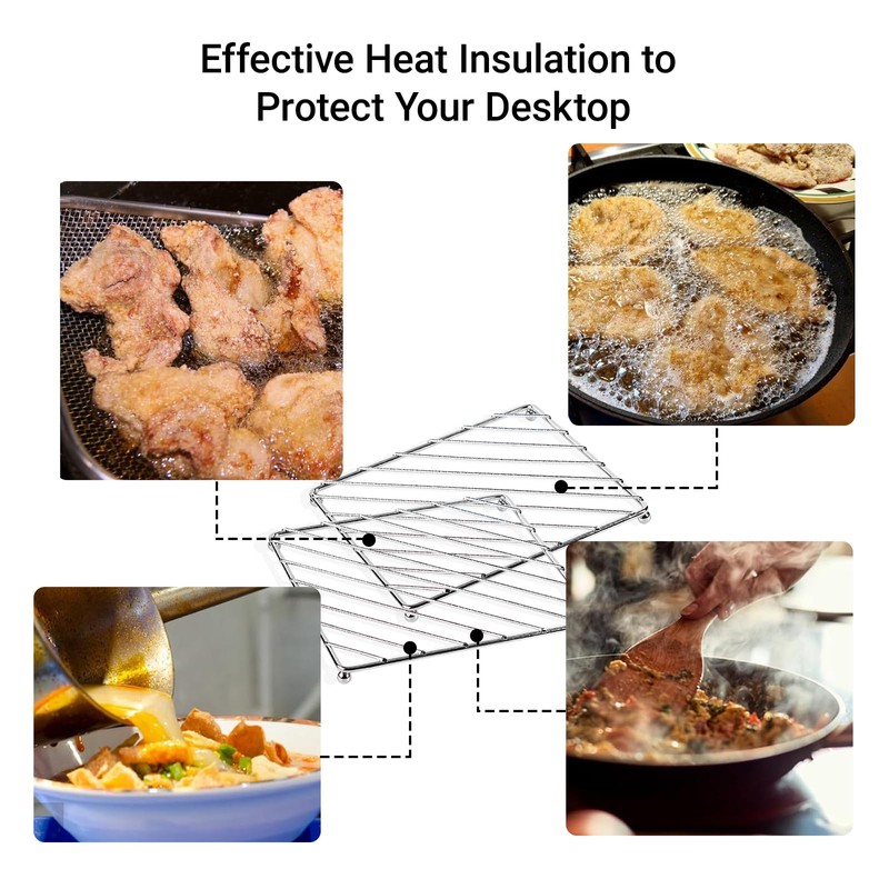 BAOWUABJ 2 Pack Trivets for Kitchen Worktops - Stainless Steel