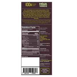 Hoja Verde Dark Chocolate, Dairy Free Bars, Keto Friendly, Organic Pure Cacao | Vegan, Natural, Non-GMO and Gluten Free | Pack of 3 (100% Pure)