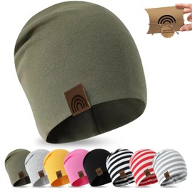 fenchi's AUSTRIA Children's Beanie 6M-3 Years 48-52 cm, Spring Transition Period Slouch Hat in Gift Box, Cotton, Green