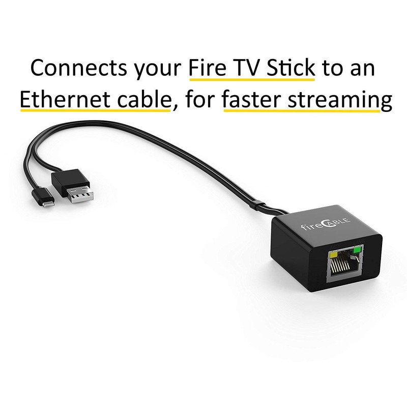 fireCable Ethernet Adapter for FireStick & Streaming Media Players (Connects