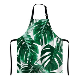 Wasach Tropical Palm Leaves Apron, Jungle Leaves Apron,Adjustable Neck Bib Apron for Men Women,Suitable for Kitchen Cooking Waitress Chef Apron