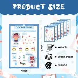 Kids Pretend Play Notepads 4X6 Inch Pretend Play Notebooks 30 Pages per Theme Kids Playtime Notepads Include Imaginative for Toddlers (Doctor Visit)