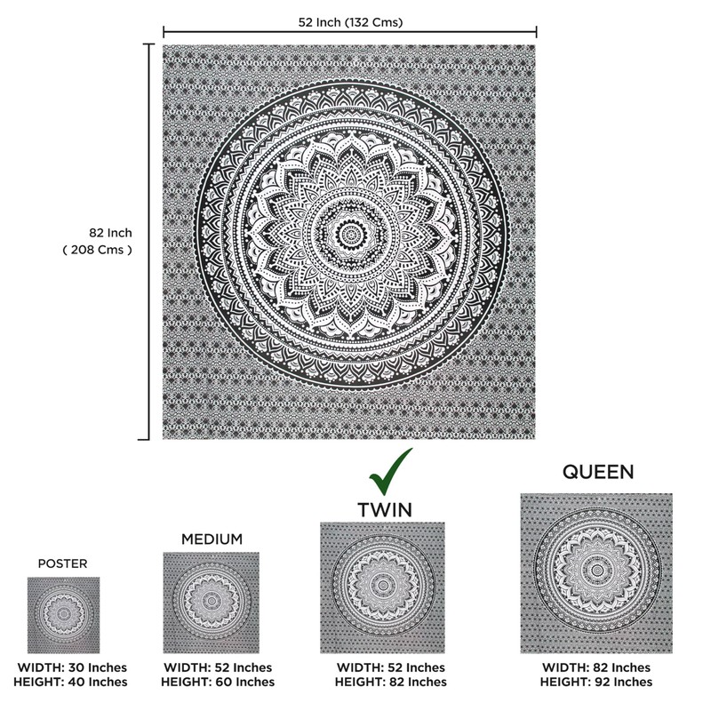raajsee Indian Cotton Mandala Throw, Ombre Boho Elephant Psychedelic Room