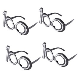 ABOOFAN 4 Pcs Birthday Party Decorations Oversized Red Glasses Numbers Novelty Eyewear for Wedding Anniversary