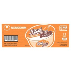 Nissin Nongshim Hot & Spicy Bowl Noodles, Chicken Flavor ( 3.03 oz. 12 Pack )~Instant