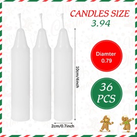 Nuanchu 36 Pcs Christmas Tree Candles for Pyramids 4 x 0.8 Inches Traditional Christmas Wax Candles for Xmas Tree Holiday Seasonal Celebration Decoration (White)