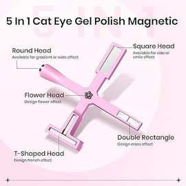HYWWPFLAY 5 in 1 Cat Eye Nail Magnet Multifunctional Magnet for Nails 3d Cat Eye Gel Nail Polish Magnetic Wood Strong Magnets Nail Polish Cat Eye Nail Magnetic DIY Nail Art Accessories - Pink