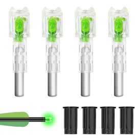 Omoojee 4PCS Lighted Nocks Universal Fit for Crossbow Bolts with .285”/.297”/.300”/.305” Bushings, High-Visibility LED Arrow Nocks, ON/Off Switch Included