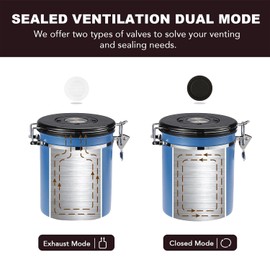 ShanSon Coffee Canister Airtight Coffee Container Stainless Steel Coffee Bean Storage Container with CO2 Release Valve and Scoop Coffee Canister for Beans,Grounds,Sugar,Flour,Tea,Cereal,16OZ,Blue