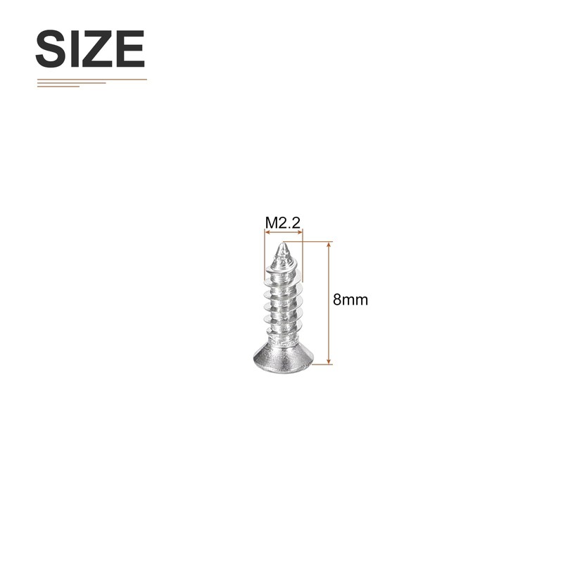 DTGN 100個 M2.2x8mm フラットヘッド 木ねじ 304ステンレス鋼 十字頭 セルフタッピング ねじ -