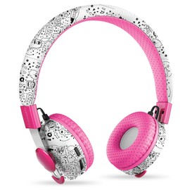 LilGadgets Untangled Pro Premium - Auriculares inalámbricos Bluetooth para niños (varios colores disponibles), Doodles lejanos