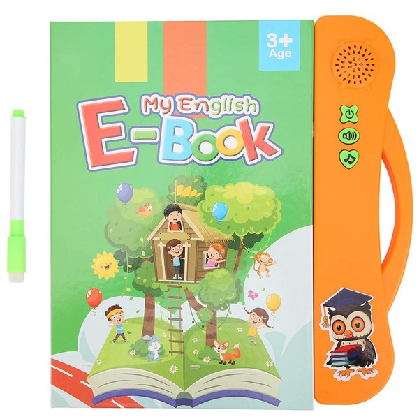 Children Educational Book Toy, Kid Electronic Sound Book English Language Educational Toy Reading Machine with Learning Pen(Orange)