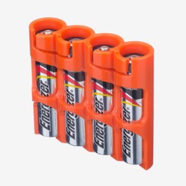 Storacell by Powerpax Slimline AAA Battery Storage Caddy, Orange, Holds 4 Batteries (Not Included)