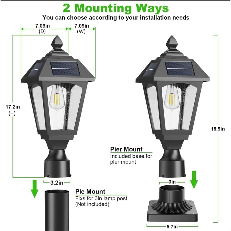 Benany Solar Post Lights Outdoor, Aluminium Solar Lamp Post Light