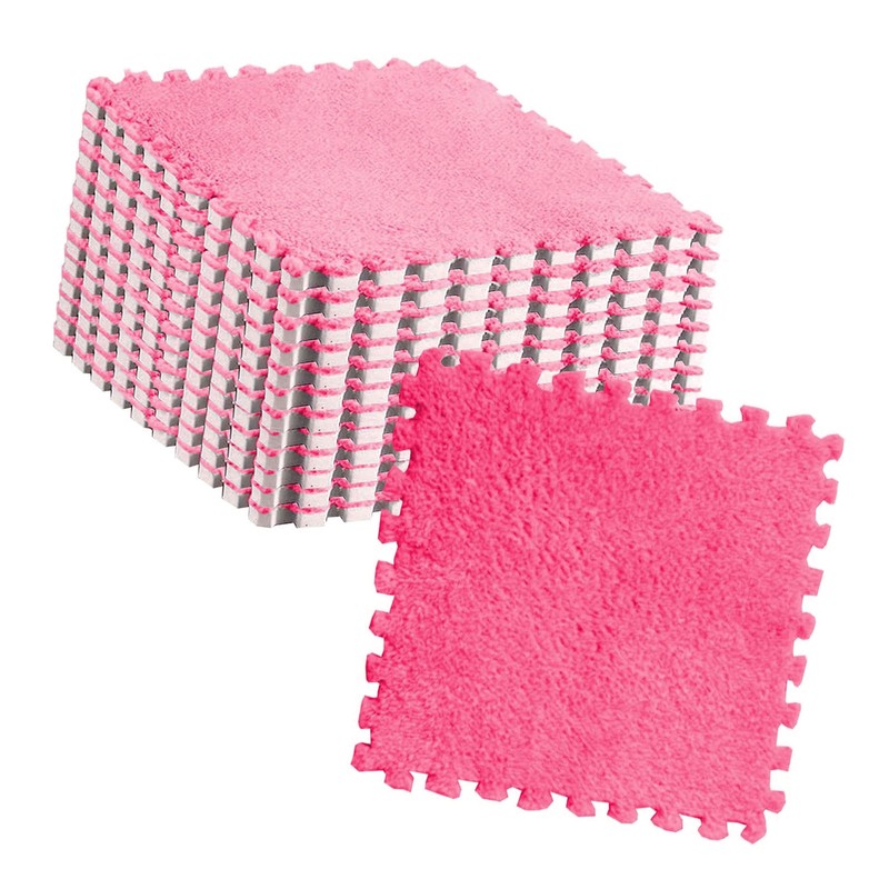 10pcs Plush Puzzle Floor Foam Mat Tiles Fluffy Cuttable Anti