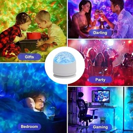 2 in 1 Galaxy Light, 16 Color Aurora Night Light Projector, Ocean Wave Projector with Remote Control, USB Recharge Northern Lights Projector for Bedroom Home Decor Gifts (Aurora & Wave) USB Rechargeable