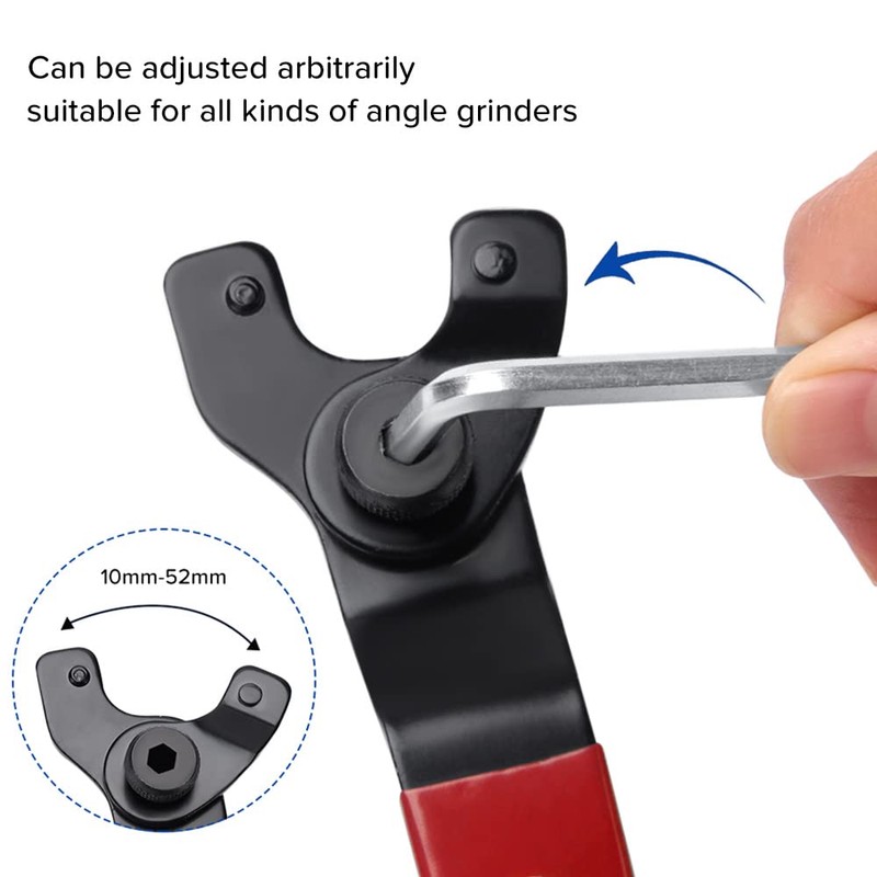 VooGenzek Angle Grinder Spanner, 10-52mm Adjustable, Red Black