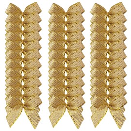 50pcs 1-Inch Mini Gold Bows for Crafts Metallic Ribbon Bows Appliques Christmas Ornament Embellishment Decoration(Gold)