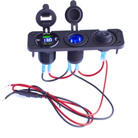 Etrogo Auto USB Steckdose Zigarettenanzünder Einbausteckdose 12V 24V mit Dual QC3.0 USB Ladegerät mit Digitale LED Anzeige Unabhängigem Schalter Wasserdicht für Auto Boot Marine Motorrad LKW
