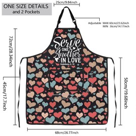 BNQL Christian Apron with Pockets Biblical Spiritual Gift Bible Verse Kitchen Apron Serve One Another in Love Galatians 5 13
