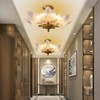 OFPSABAL Modern Leaf Chandelier, 6 Lights, 2-Tier Crystal Suspended Ceiling