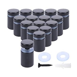 Osring 3/4 x 1 Inch Sign Standoffs Hardware 16 Pack, Stainless Steel Screw Standoffs Wall Mounting Signage Holder for Acrylic Board, Glass Panel and Plexiglass Picture, Black