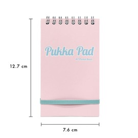 Pukka Pad Pastel A7 Pocket Book – Pack of 6 Twin Wire Head Bound Notebooks with 100 Pages, 50 Sheets of 8mm Feint Ruled 80GSM Paper, Perforated Margins, and Personal Detail Page – Pink, Blue, & Green