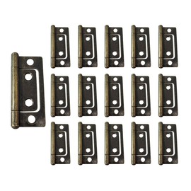 QCAA Durable Steel Non-Mortise Hinge, for Chest, Box, & Vintage Cabinet Furniture, 2" x 0.9", Antique Brass, 16 Pack, Made in Taiwan