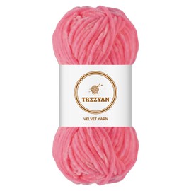 Trzzyan 3.5 oz/Skein Chenille Plush Velour Cozy Float Lines for Fancy Lines for Crochet DIY Thick Weave Making Toys, Clothing (1 skeins, peachblow)