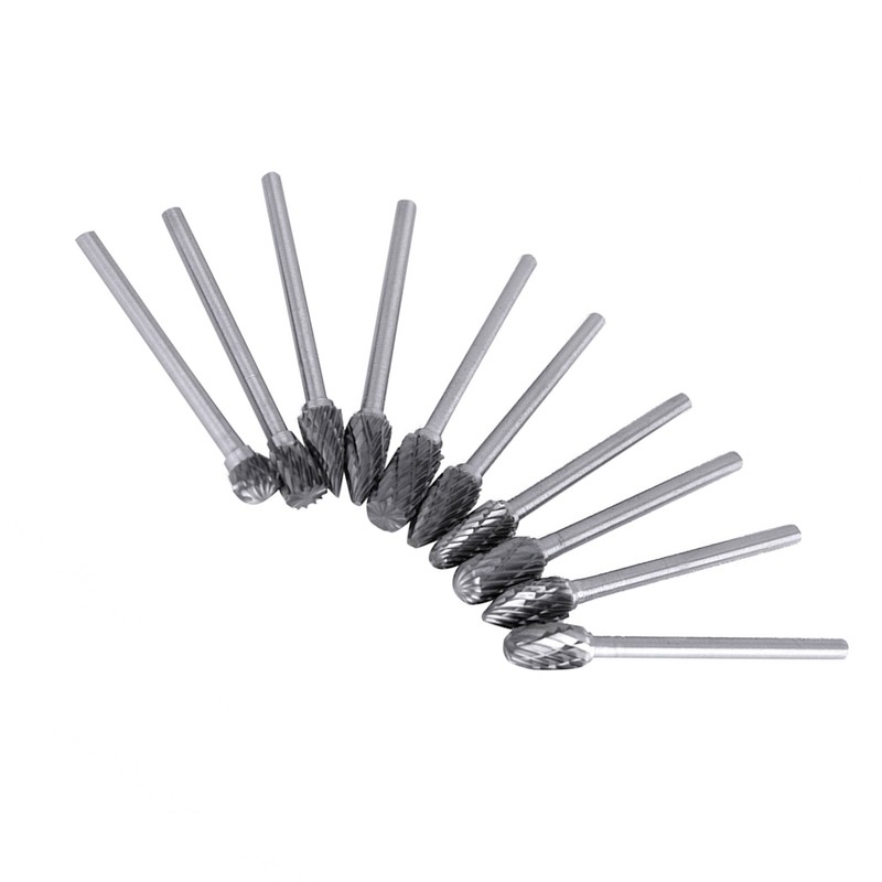 One Set 10 Tungsten Steel Carbide Burrs for Rotary Tool