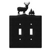 SWEN Products Deer Wildlife Wall Plate Cover (Double Switch, Black)