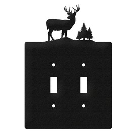 SWEN Products Deer Wildlife Wall Plate Cover (Double Switch, Black)