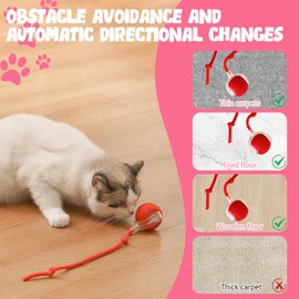 2 Pieces Cat Sprint Interactive Play Ball for Cats Ball Electric Cat Toy Ball Smart Cat Toy Ball Interactive Cat Toy USB Charging Three Working Modes Suitable for Cats and Dogs