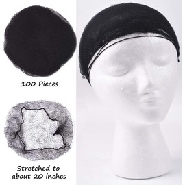 Smilco Hair Nets-50 Pack of 20-Inch Elastic Mesh Hair Nets Food Service and 40 Pack of U-Shaped Pins for Ballet Bun, Sleeping, Women, and Wigs (Black)