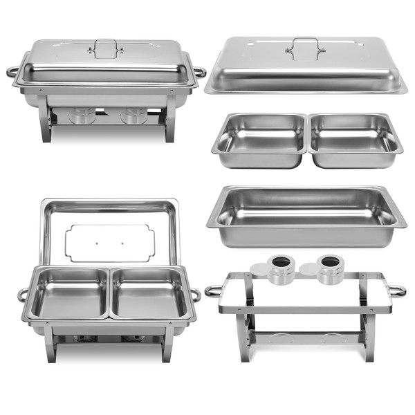 FSUON Chafing Dish 9QT with Half Size Food Pans, Nonstick