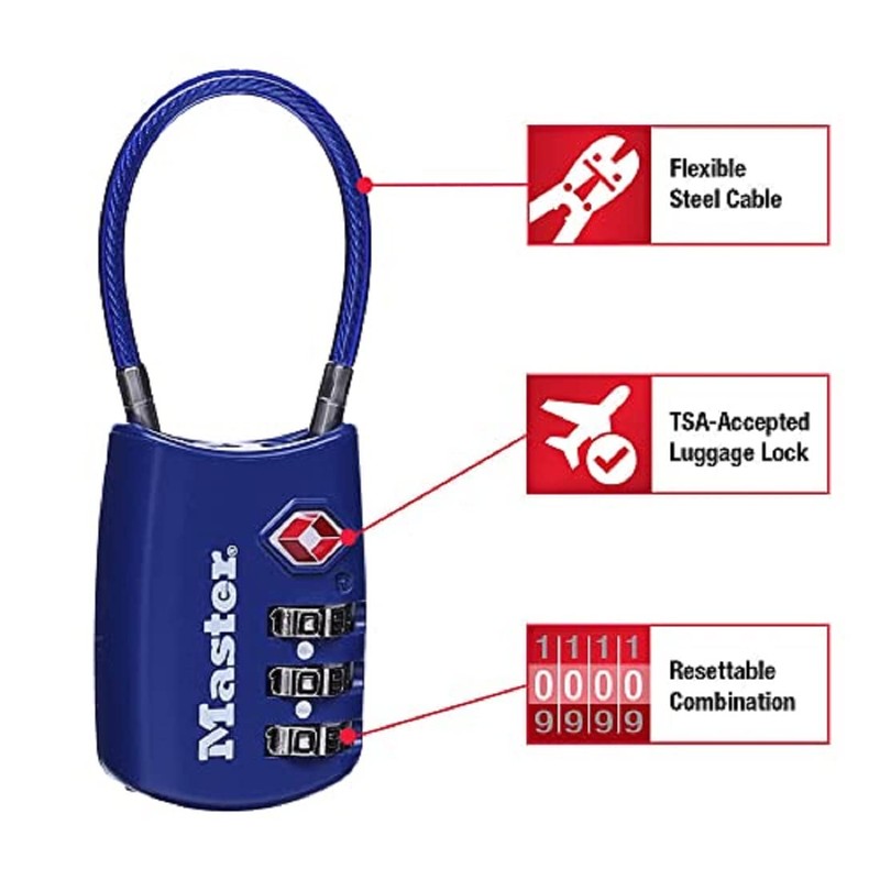 Master Lock Padlock, Set Your Own Combination TSA Locks for