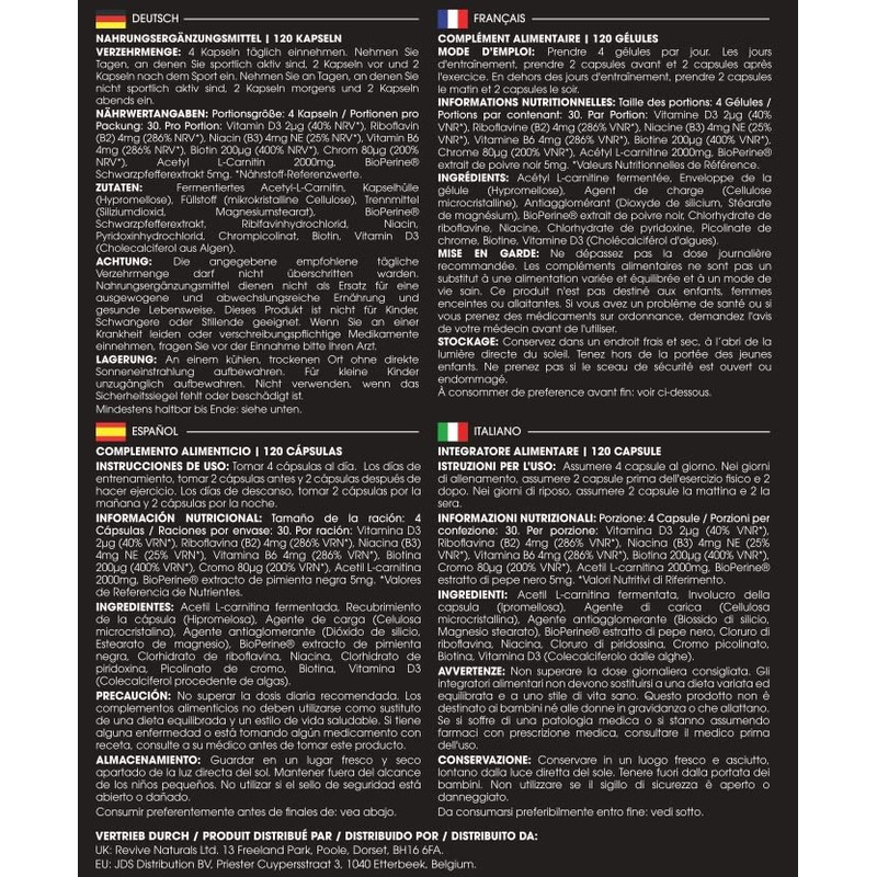 L-Carnitine 2000mg Complex with BioPerine® - Energy & Metabolism Support