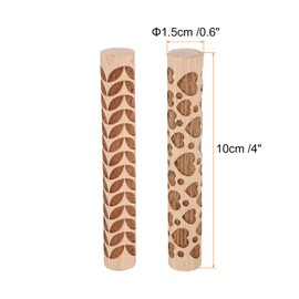 QUARKZMAN Pack of 2 Wooden Clay Rollers, 4 Inch Heart Leaf Pattern Rolling Pin, Wooden Rollers, Pottery Tools, Wood Grain Texture Roller for Clay Baking Dough Kneading DIY