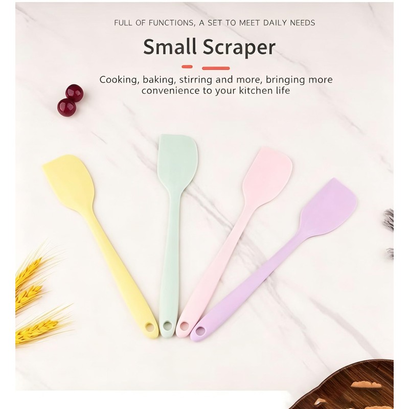 Mini Silicone Spatula Set, 4-Pack 8.3"×1.2"×0.4" Food-Grade Heat-Resistant Baking Scrapers