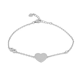 Tuscany Silver Women's Sterling Silver CZ 12.5mm x 12.5mm Heart and Infinity Adjustable Bracelet 19cm/7.5"-21.5cm/8.5"