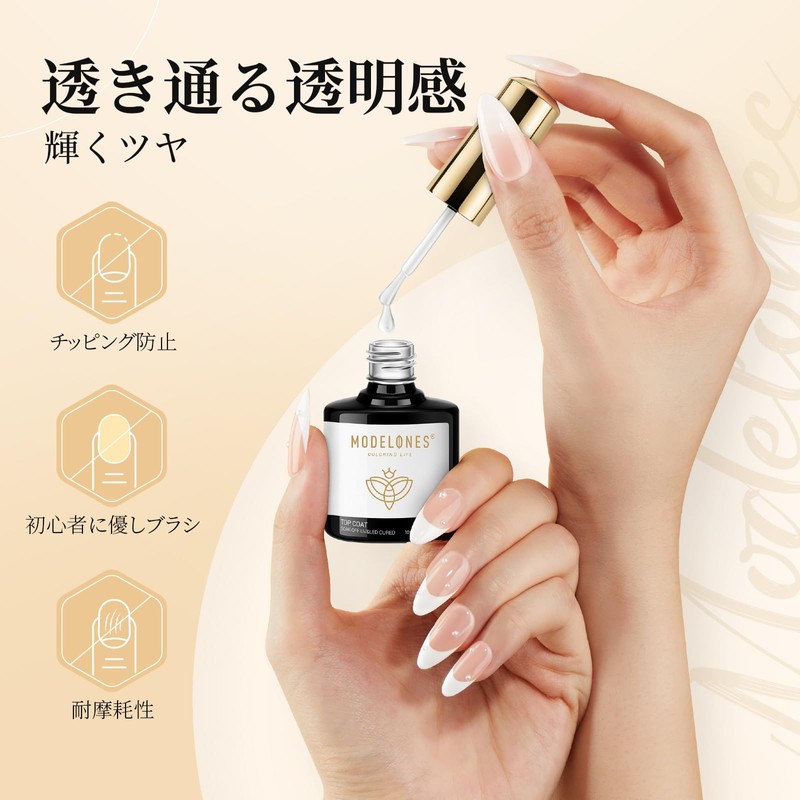 Modelones Gel Nail Top Coat, Base Coat, 10 ml, 2-Piece