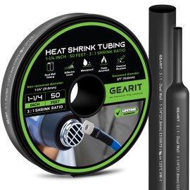 GearIT 1-1/4 inch Heat Shrink Tubing - 3:1 Ratio Adhesive Lined, Marine-Grade Waterproof Industrial Shrink Wrap, Dual-Wall Tubing, UL Approved - 50FT Roll - Black