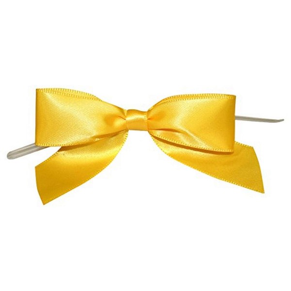Reliant Ribbon 5170-07905-3X2 Satin Twist Tie Bows - Large Bows, 7/8 Inch X 100 Pieces, Yellow