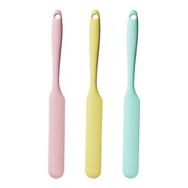 LVYKING 3 Pcs Silicone Jar Spatula, Jam Cheese Spatula with Long Handle, Heat-Resistant Spatula for Baking and Cooking(Light Yellow,Light Green,Light Pink)