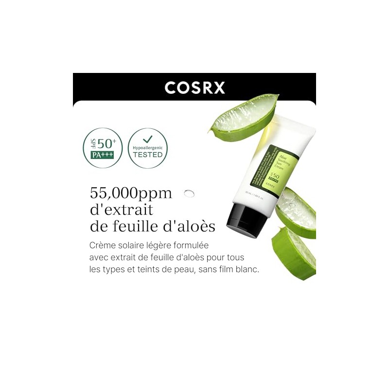 COSRX - Crema solar calmante con aloe SPF50 PA+++, 50