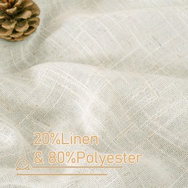 LAMIT Cream 80 inch Linen Curtains for Doorway, Light Filtering Semi Sheer Drapes Back Tab and Rod Pocket Neutral Panels for Bedroom/Living Room, 34 x 80 Inch, 2 Panels