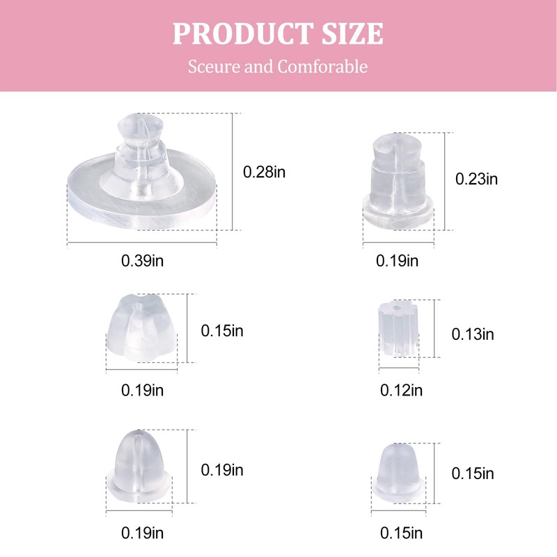 BIDEX 600 PCS Clear Silicone Backs for Studs and Droopy