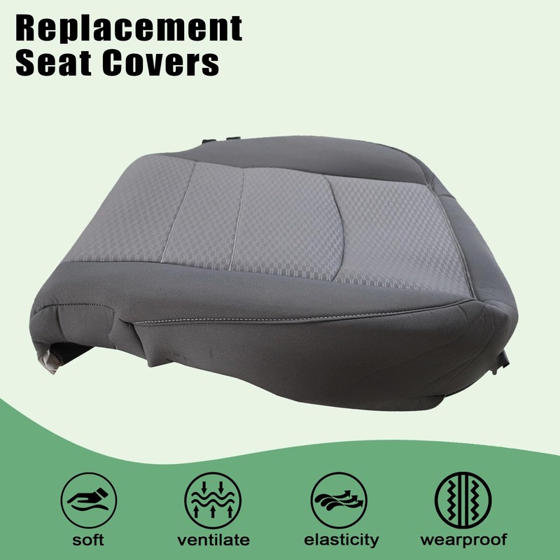 Priprilod Cloth Passenger Side Bottom Replacement Seat Cover Gray(X8) Compatible