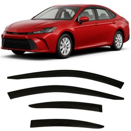 2025 2026 Tape-On Side Window Visor Deflectors for Toyota Camry LE SE XLE XSE Smoke Tinted Rain Guards